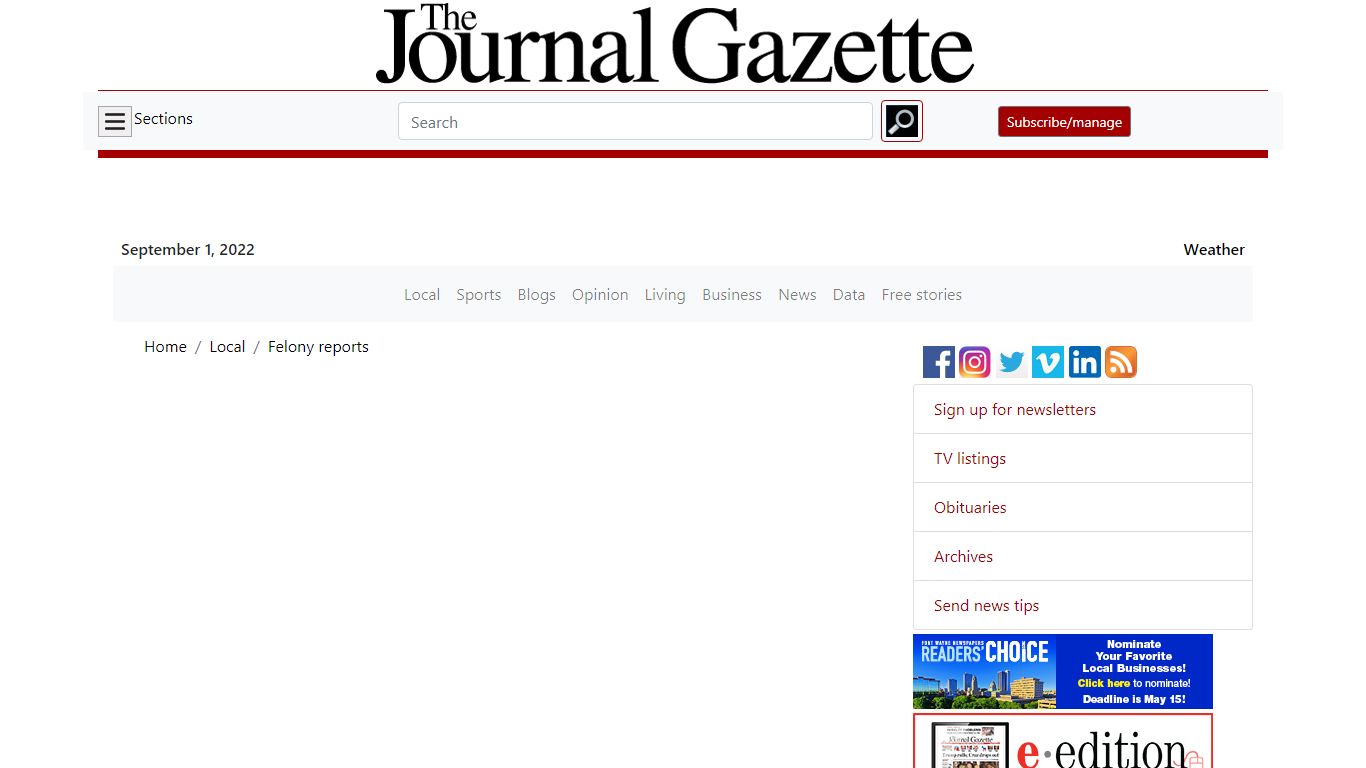 The Journal Gazette - Felony reports - www.journalgazette.net